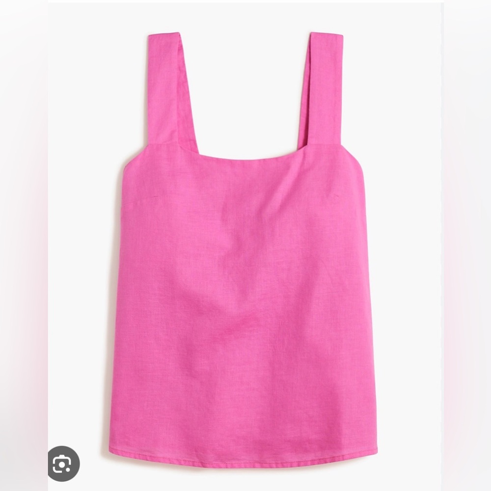 J Crew Linen-blend squareneck tank top Pink Blouse NWT Size L Pastel Spring